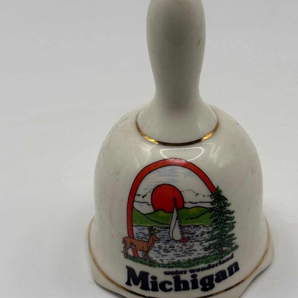 Vintage Michigan Water Wonderland Ceramic Bell by Lipco Japan